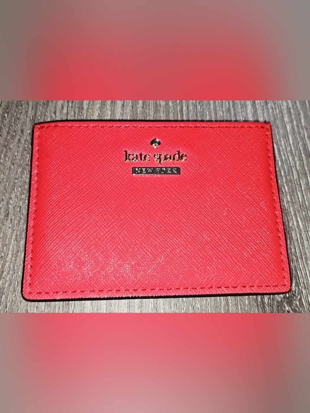 Authentic Kate Spade NY Brynn Saffiano PVC leather slim wallet Pink Ruby